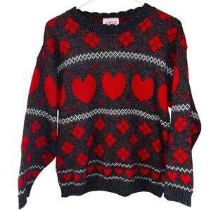 Vintage Adele Knitwear women’s grey red heart sweater
